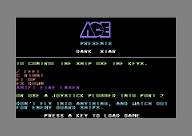 Dark Star screenshot 4 for Commodore 64